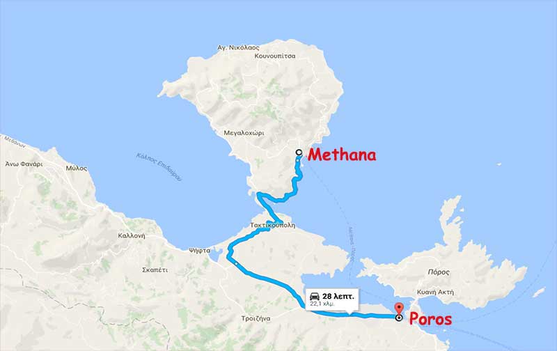 How to come from Methana